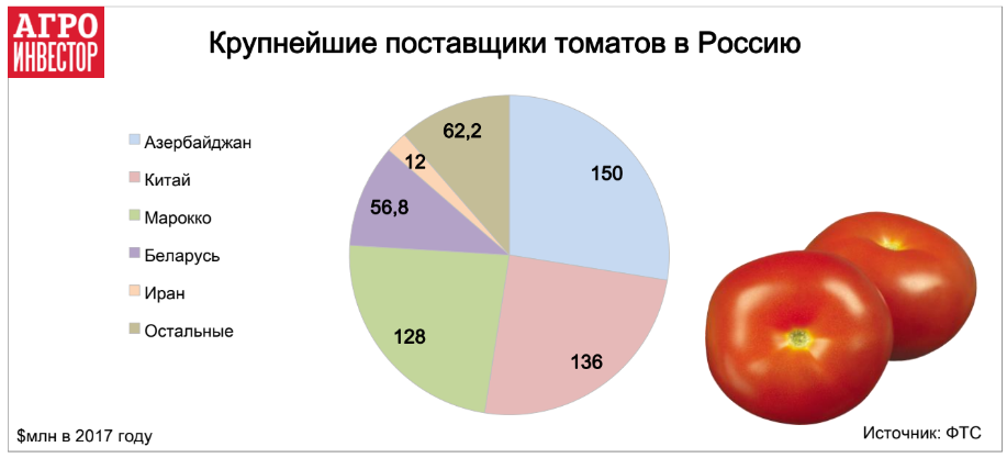 Крупнейшие поставщики томатов в Россию