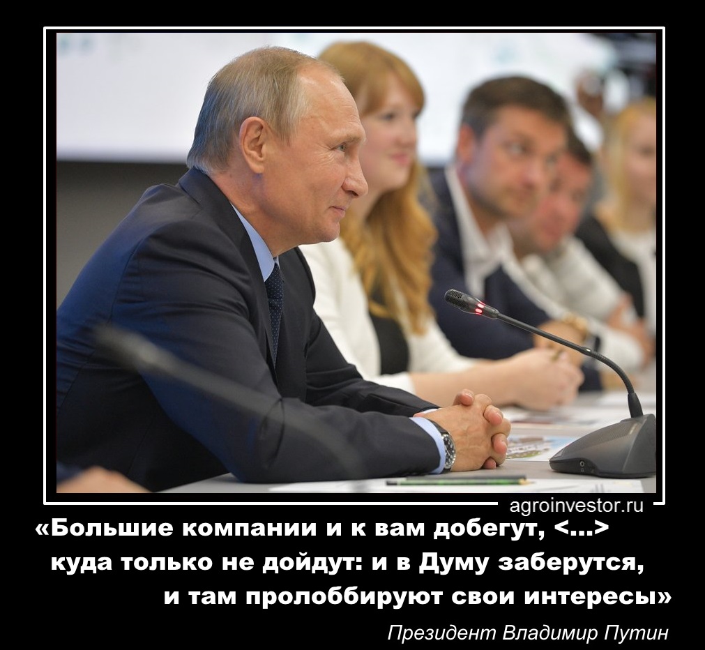 Президент Владимир Путин «Большие компании и к вам добегут»