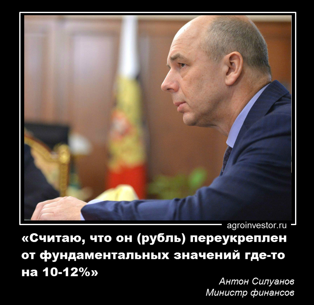 Антон Силуанов: «Считаю, что он (рубль) переукреплен»