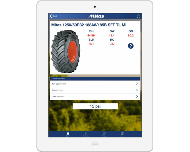 Мобильное приложение Mitas помогает фермерам подобрать правильное давление шин