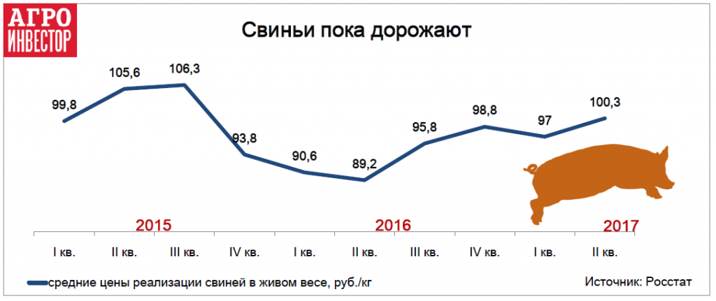 Свиньи пока дорожают