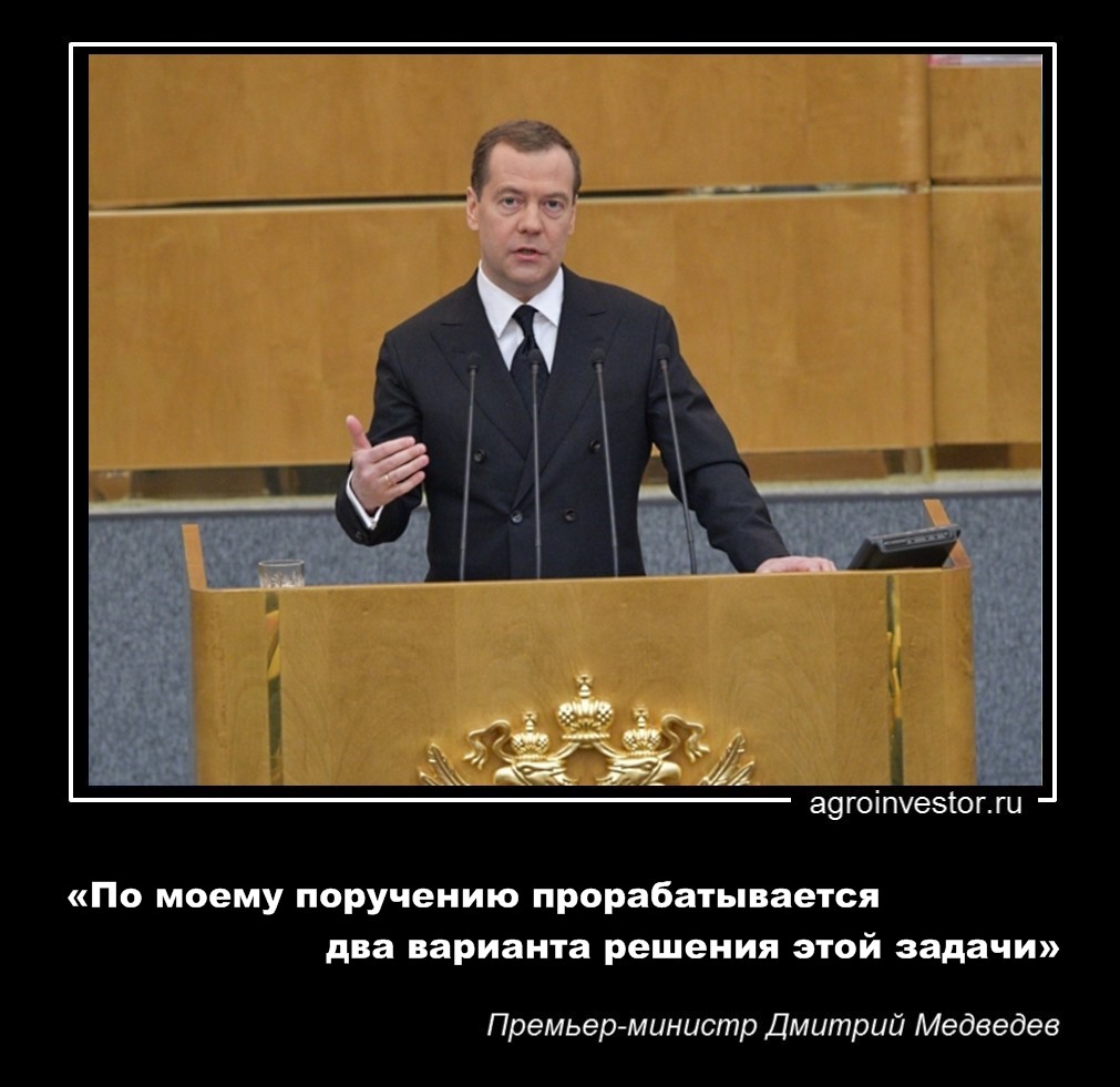 Премьер-министр Дмитрий Медведев «прорабатывается два варианта решения этой задачи»