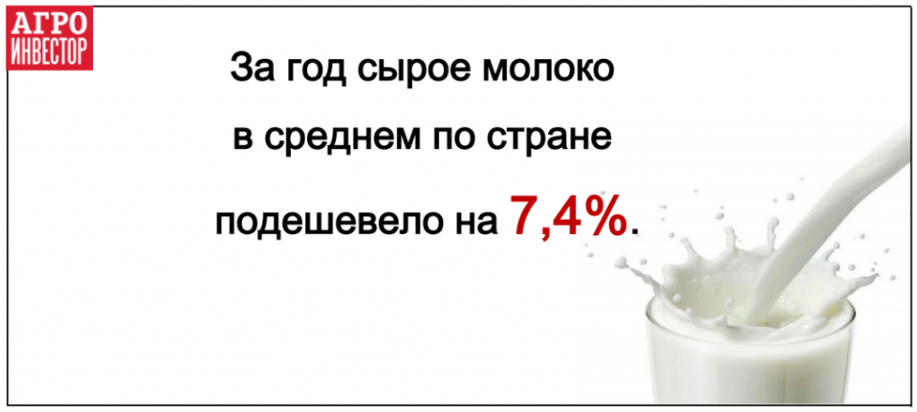 Сырое молоко за год подешевело на 7,4%