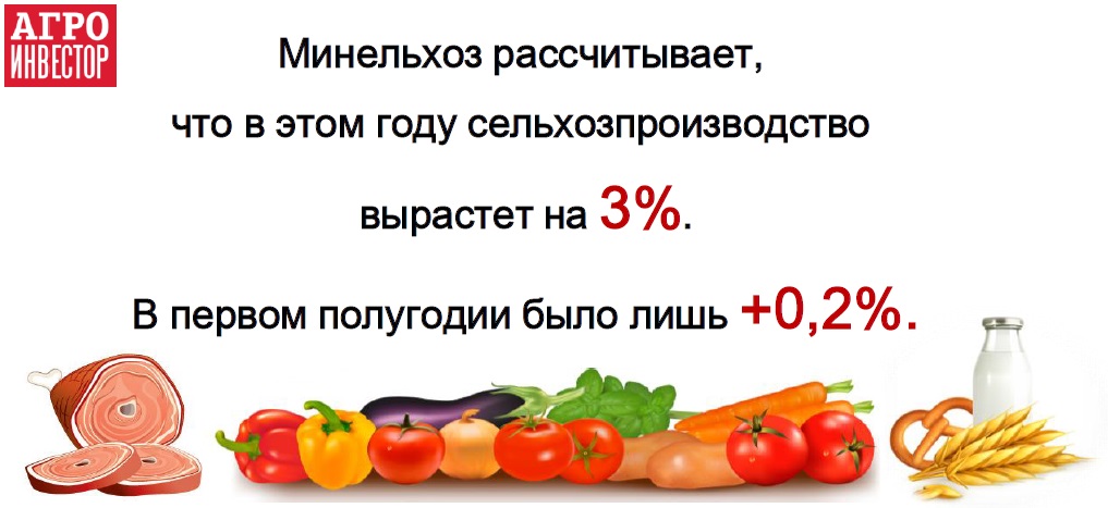 В этом году сельхозпроизводство вырастет на 3%