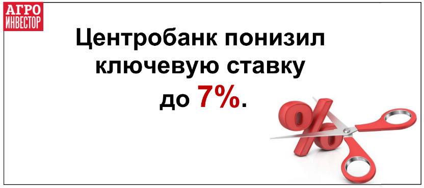 ЦБ понизил процентную ставку на 7%