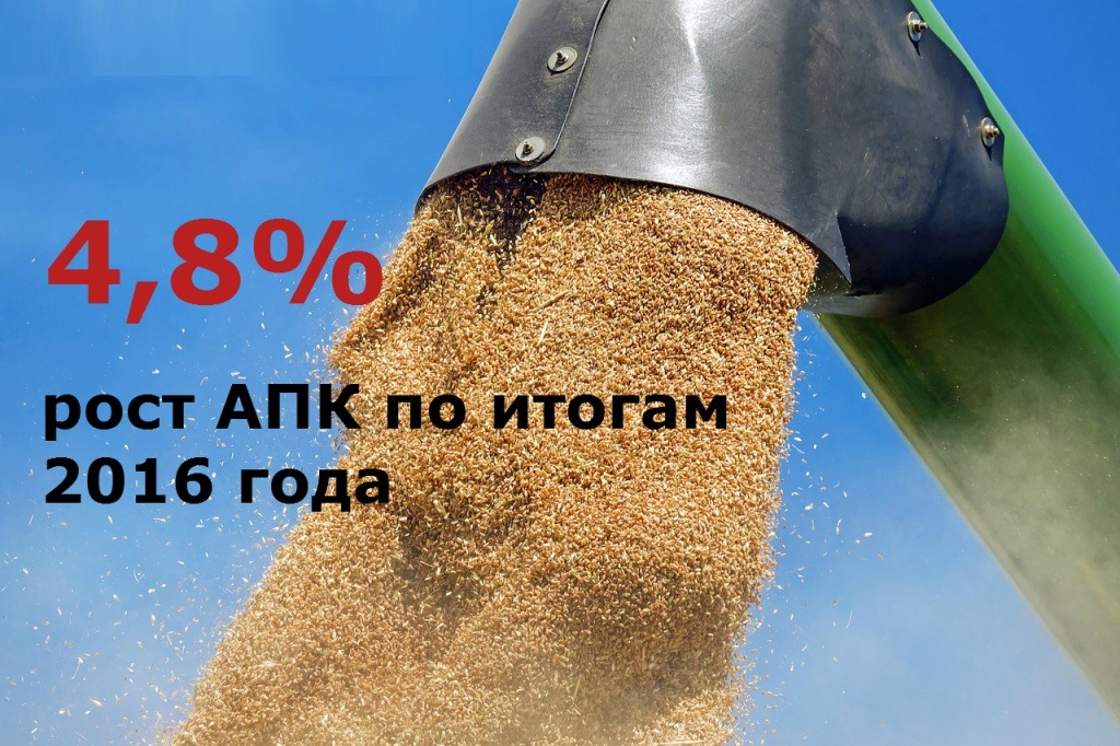 По итогам 2016 года производство продукции сельского хозяйства выросло на 4,8%