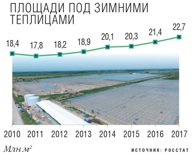 Площади под зимними теплицами
