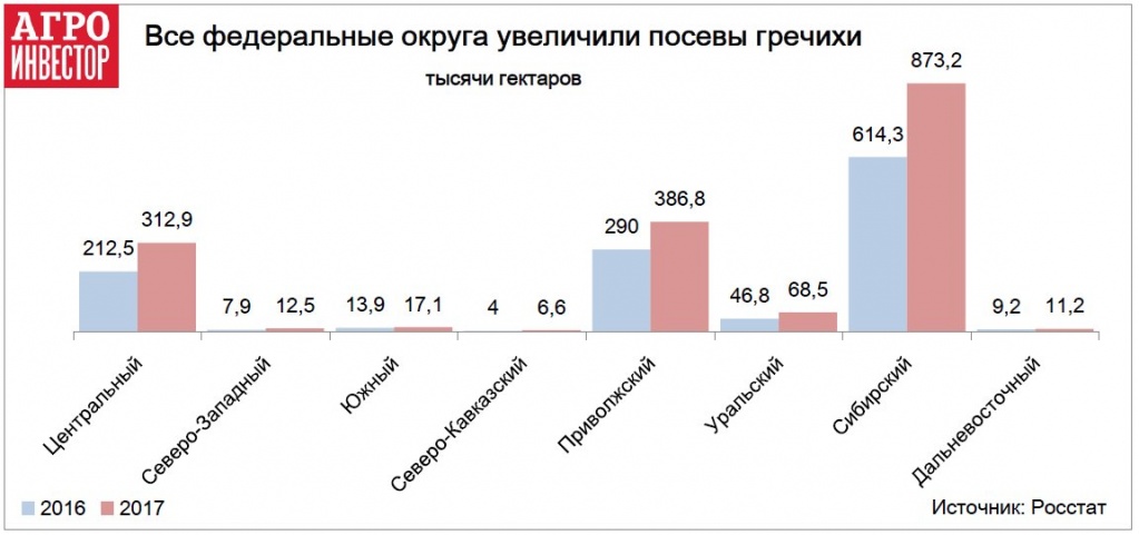 Все федеральные округа увеличили посевы гречихи