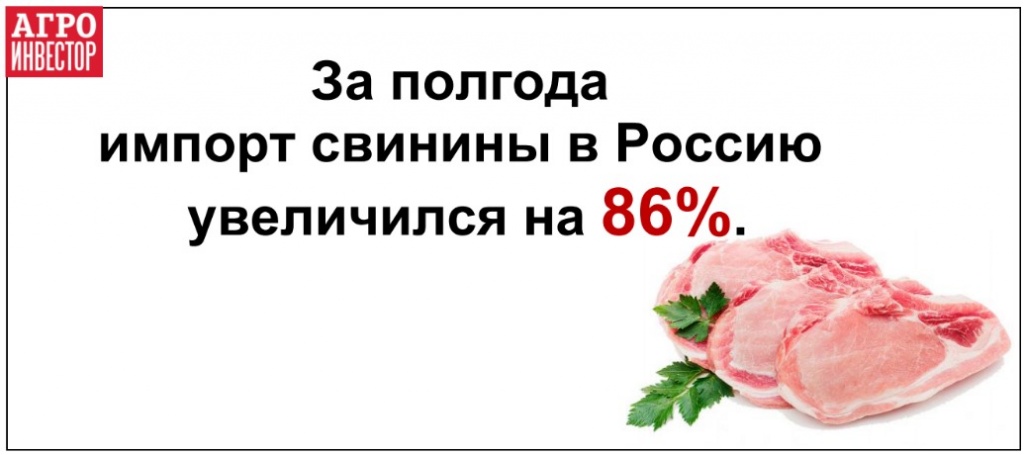 Импорт свинины вырос на 86%