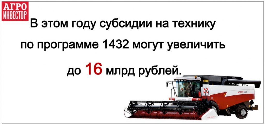 субсидии на сельхозтехнику в 2019 году могут увеличить вдвое