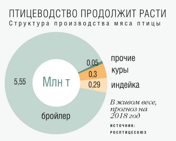 Производство мяса птицы превысит 4,9 млн тонн