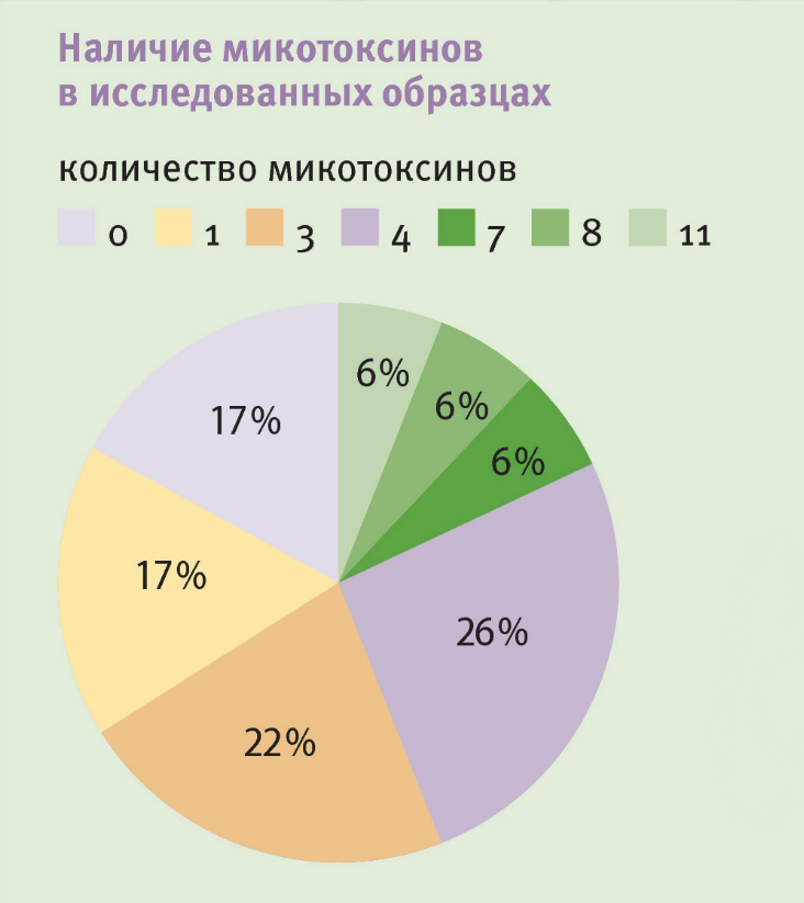 Наличие микотоксинов в исследованных образцах