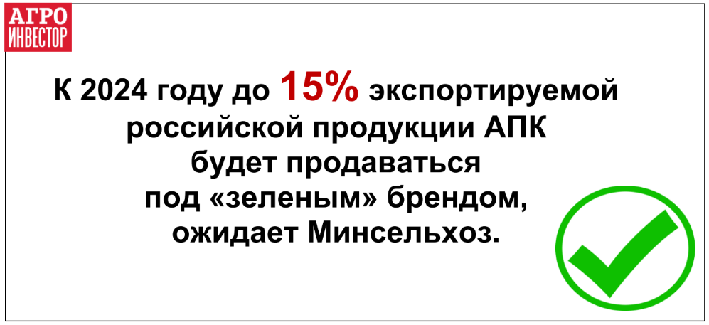 к 2024 году до 15% агроэкспорта придется на «зеленый» бренд