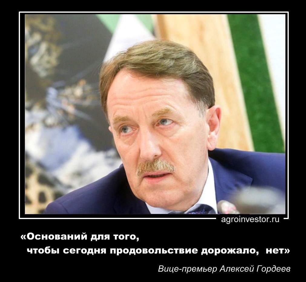 Алексей Гордеев «Оснований для того, чтобы сегодня продовольствие дорожало, нет»