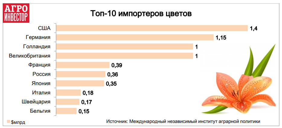 Топ-10 импортеров цветов