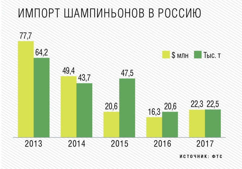 Импорт шампиньонов в Россию